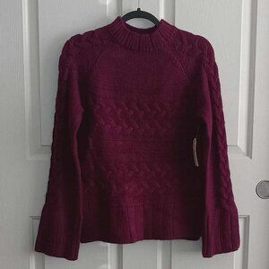 St. John's Mock Neck Cable Knit  Pullover Sweater